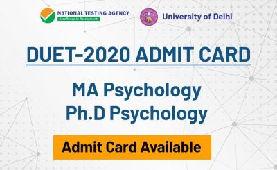 DU MA/PhD Psychology Entrance Admit Card 2020 – Download Now