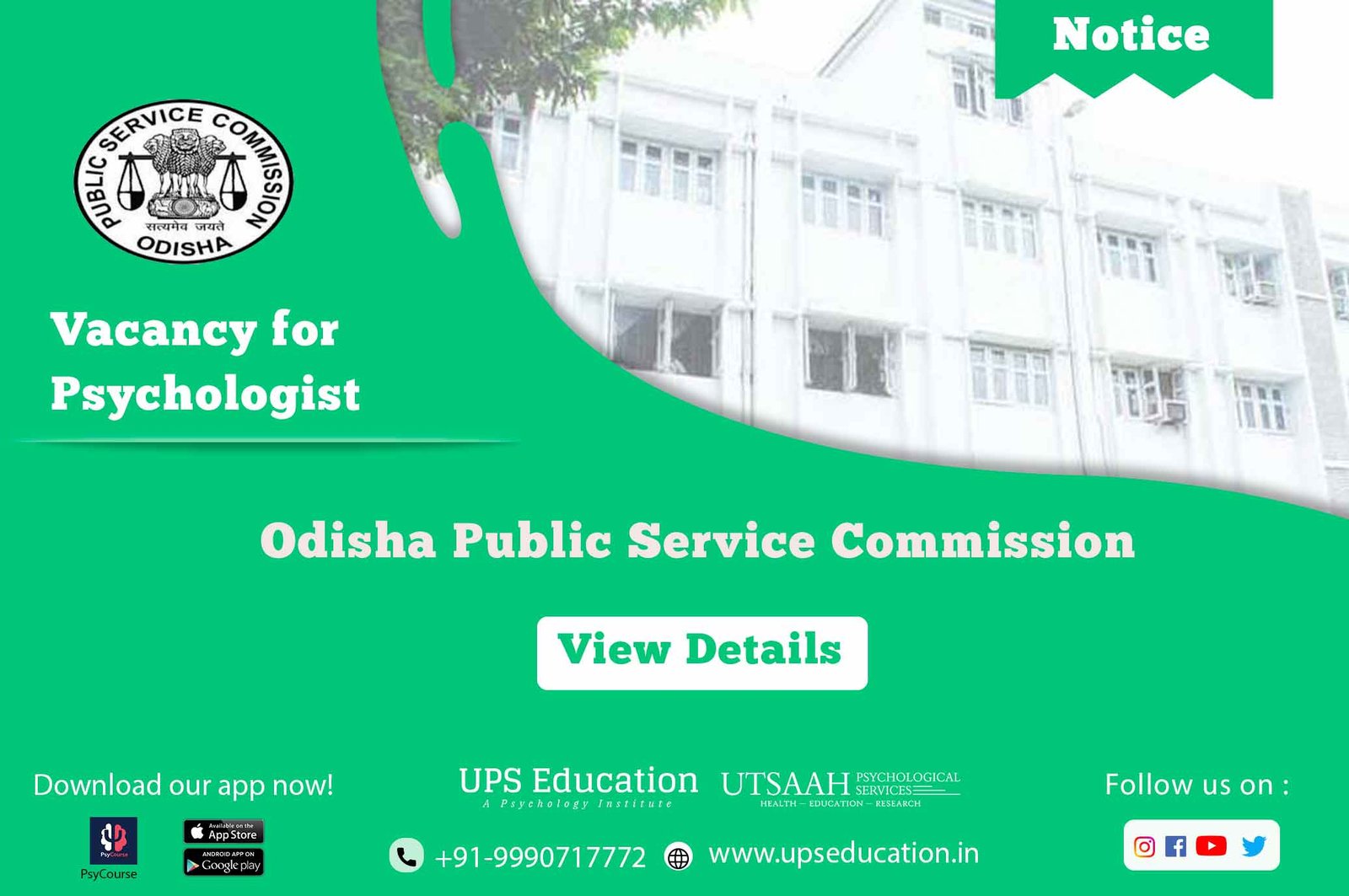 Psychology vacancy for OPSC